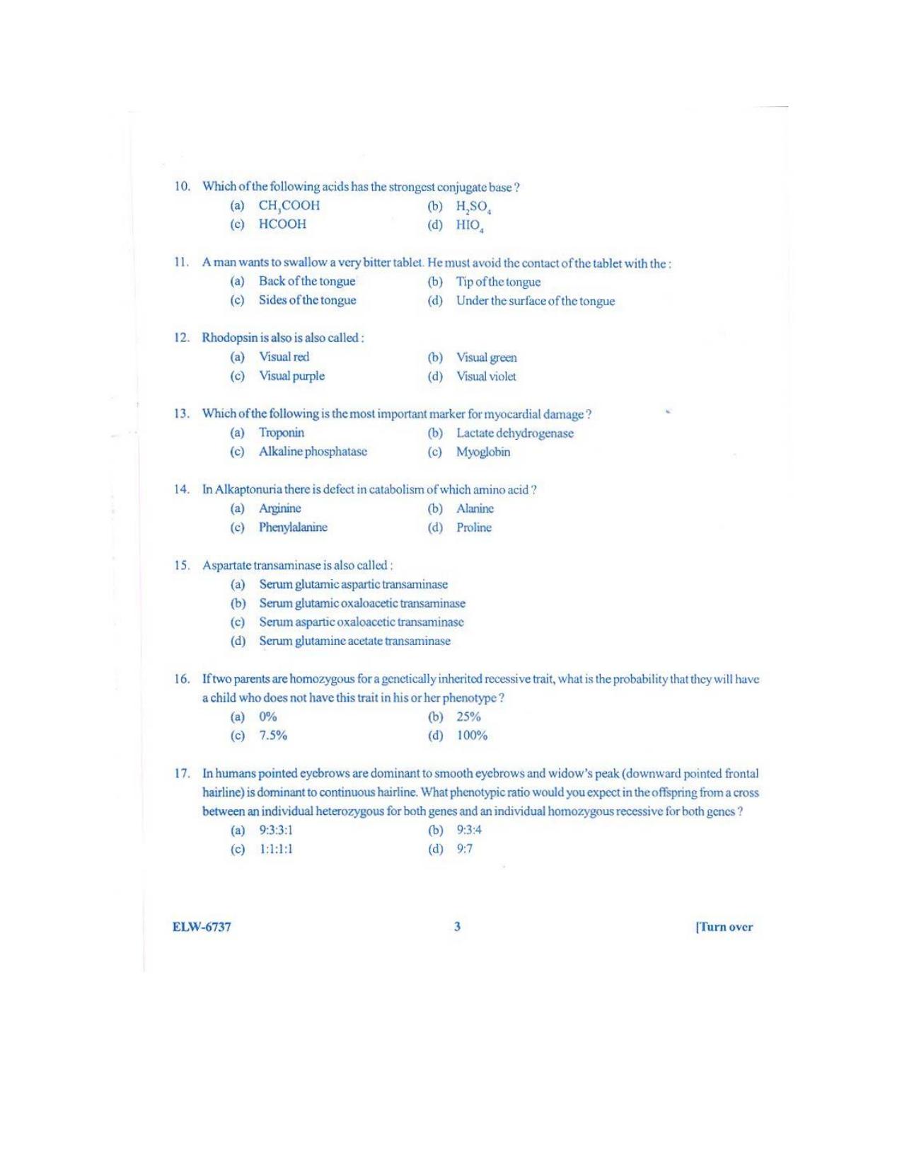 KUET 2023 M.Sc. Clinical Biochemistry Question Paper - Page 91