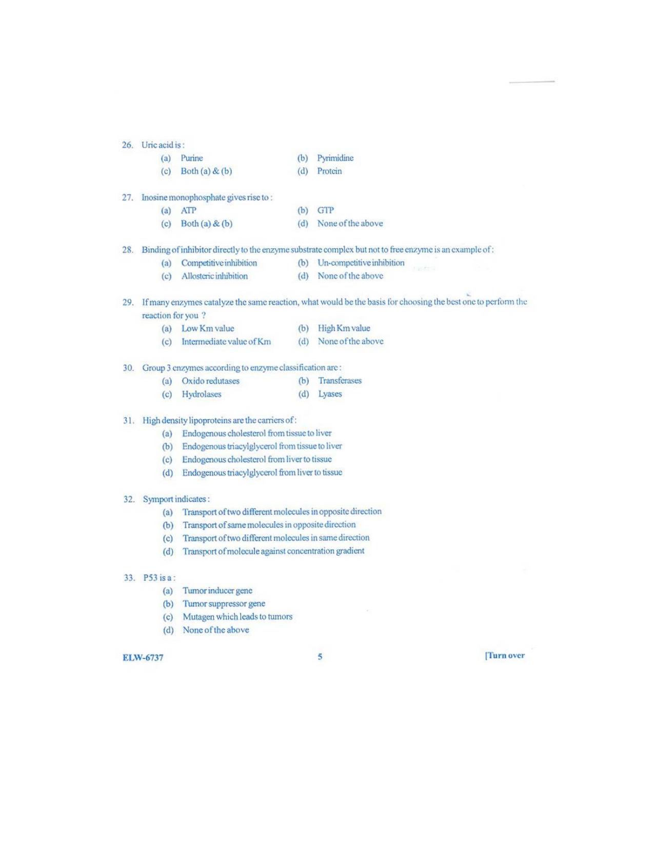 KUET 2023 M.Sc. Clinical Biochemistry Question Paper - Page 93