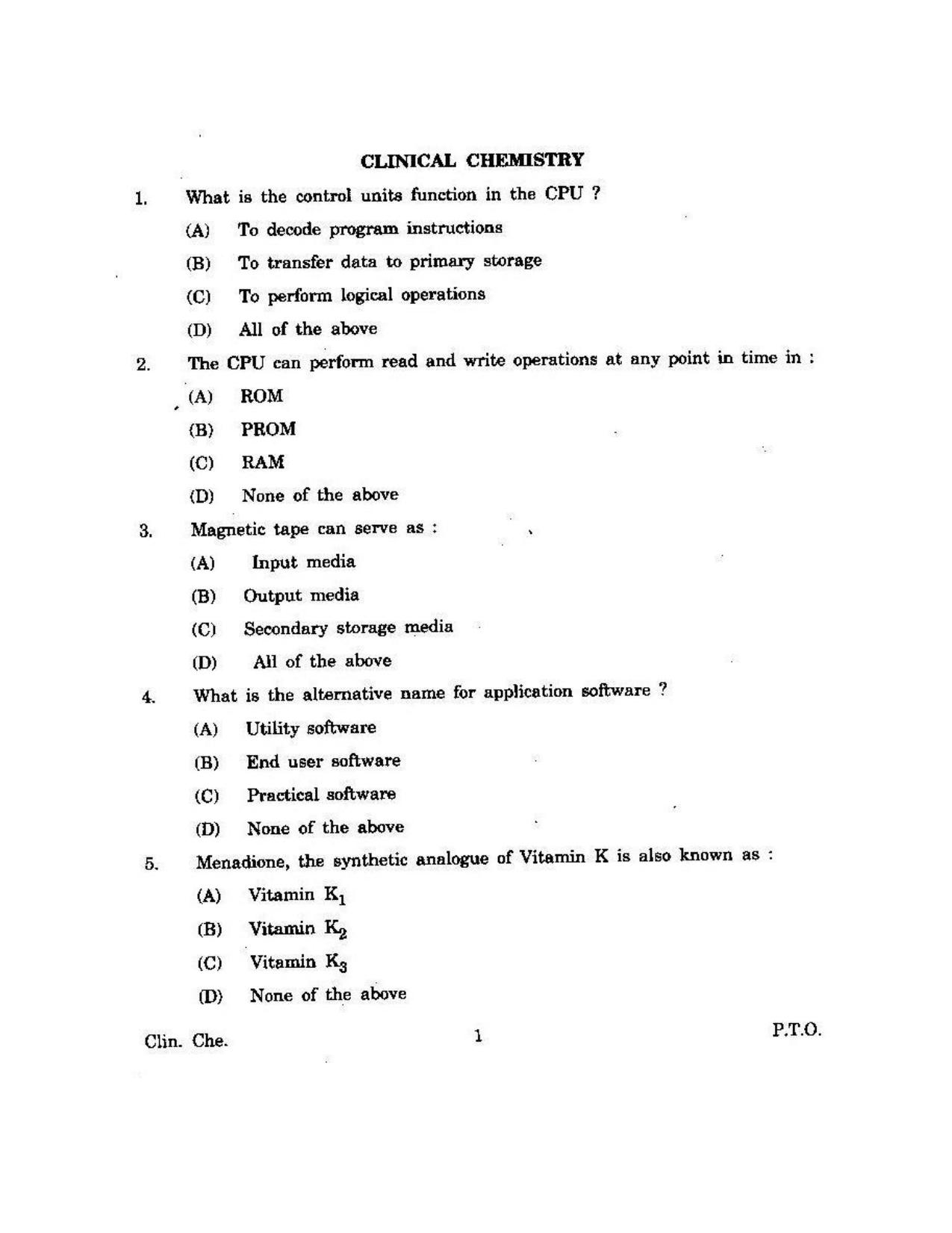 KUET 2023 M.Sc. Clinical Biochemistry Question Paper - Page 98