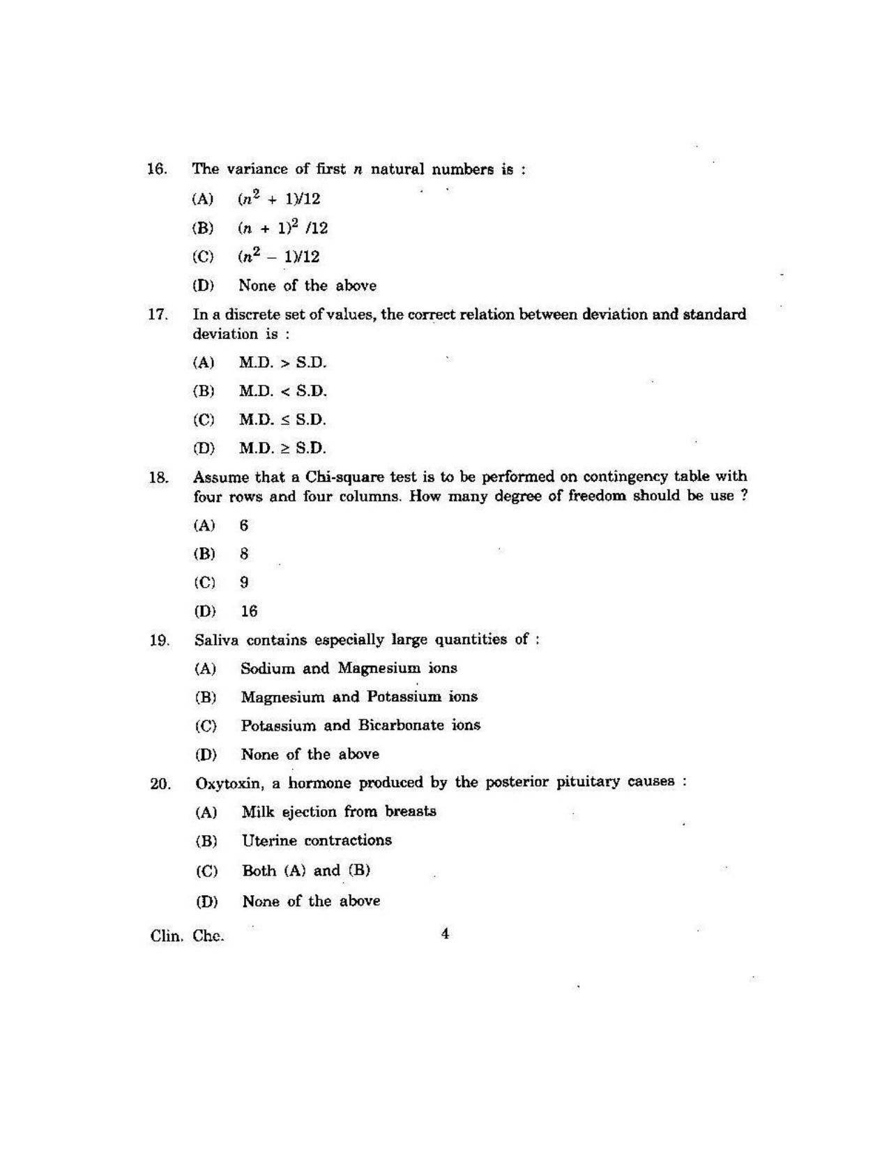 KUET 2023 M.Sc. Clinical Biochemistry Question Paper - Page 101