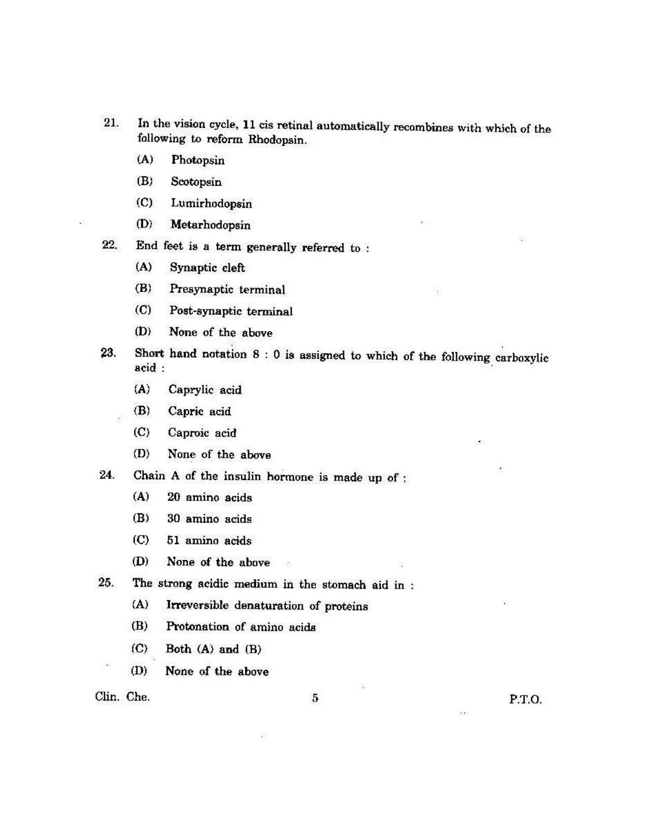 KUET 2023 M.Sc. Clinical Biochemistry Question Paper - Page 102
