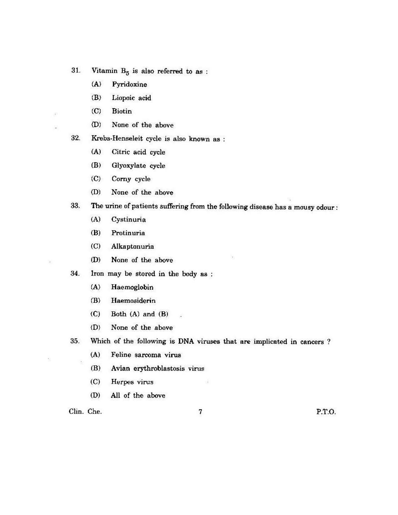 KUET 2023 M.Sc. Clinical Biochemistry Question Paper - Page 104