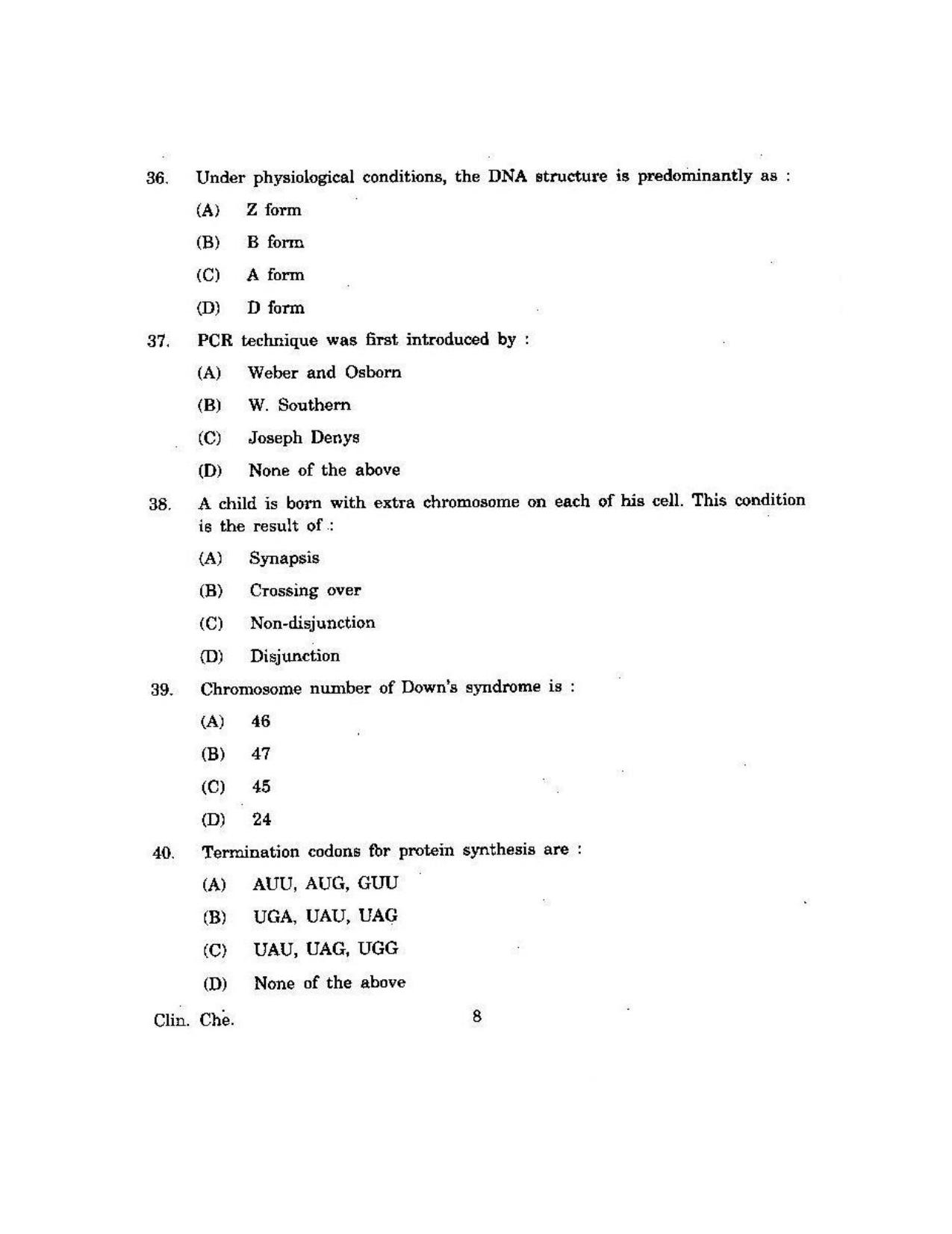 KUET 2023 M.Sc. Clinical Biochemistry Question Paper - Page 105