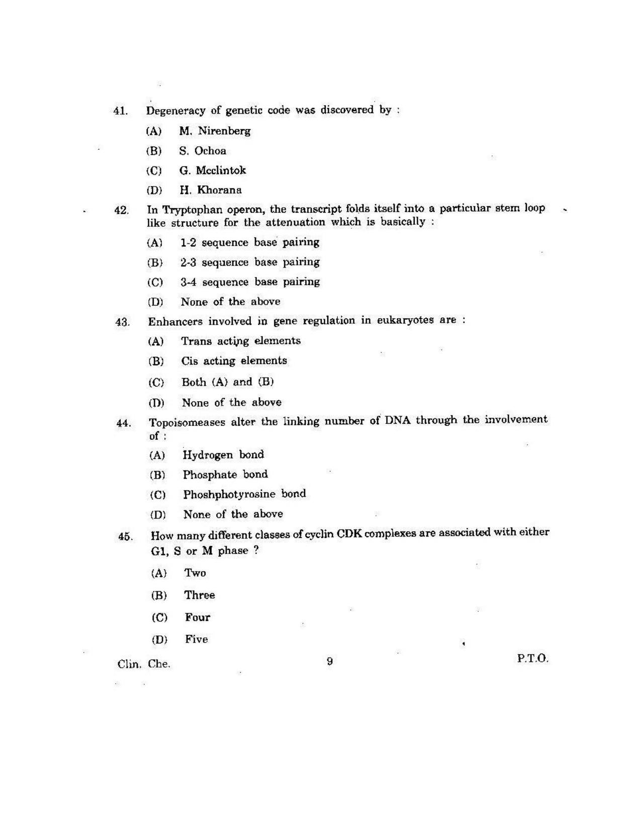KUET 2023 M.Sc. Clinical Biochemistry Question Paper - Page 106