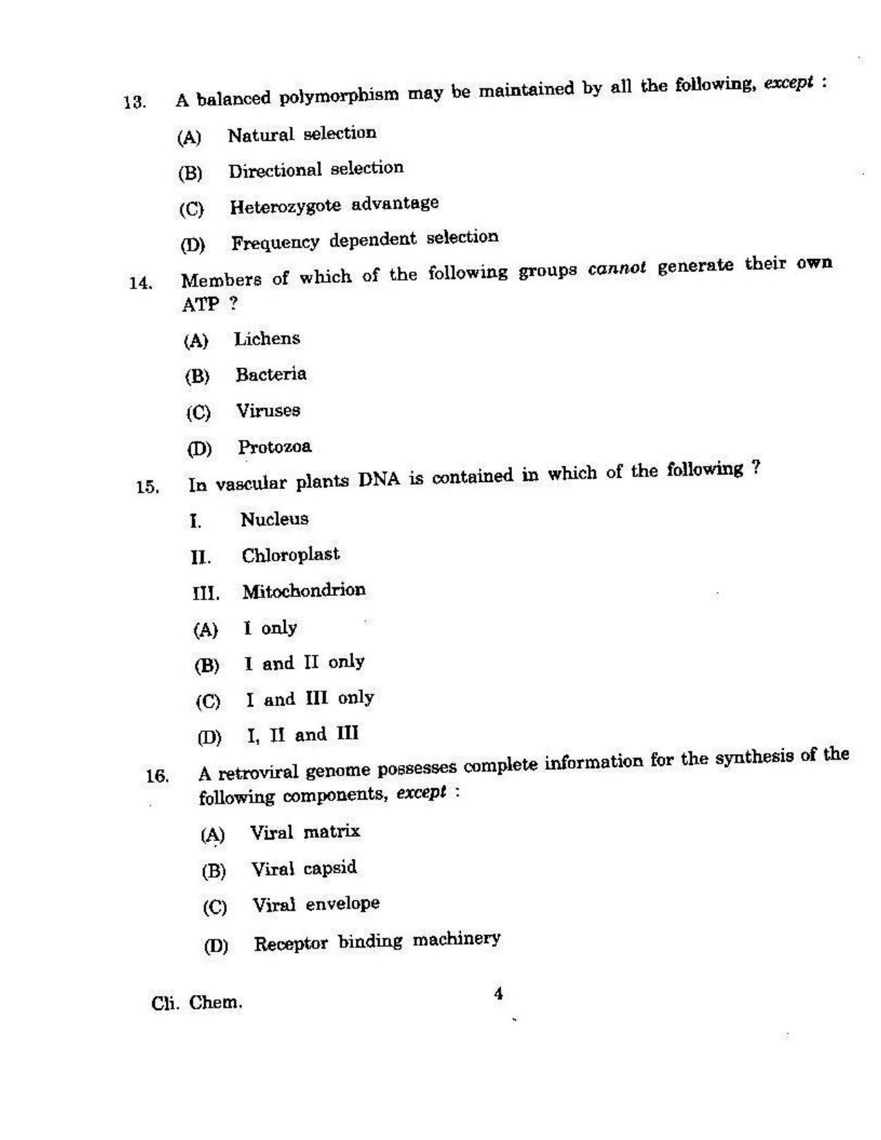 KUET 2023 M.Sc. Clinical Biochemistry Question Paper - Page 113