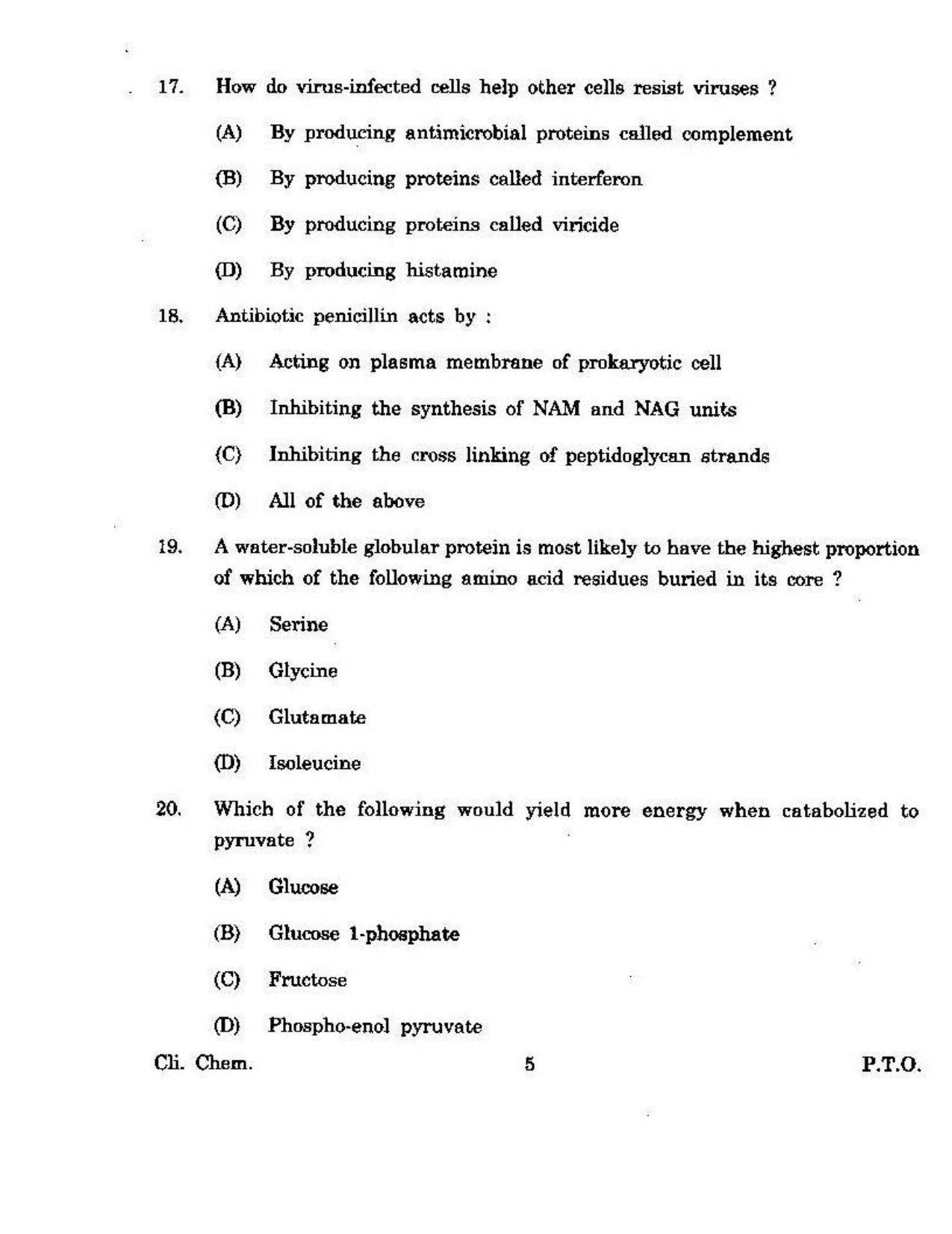 KUET 2023 M.Sc. Clinical Biochemistry Question Paper - Page 114