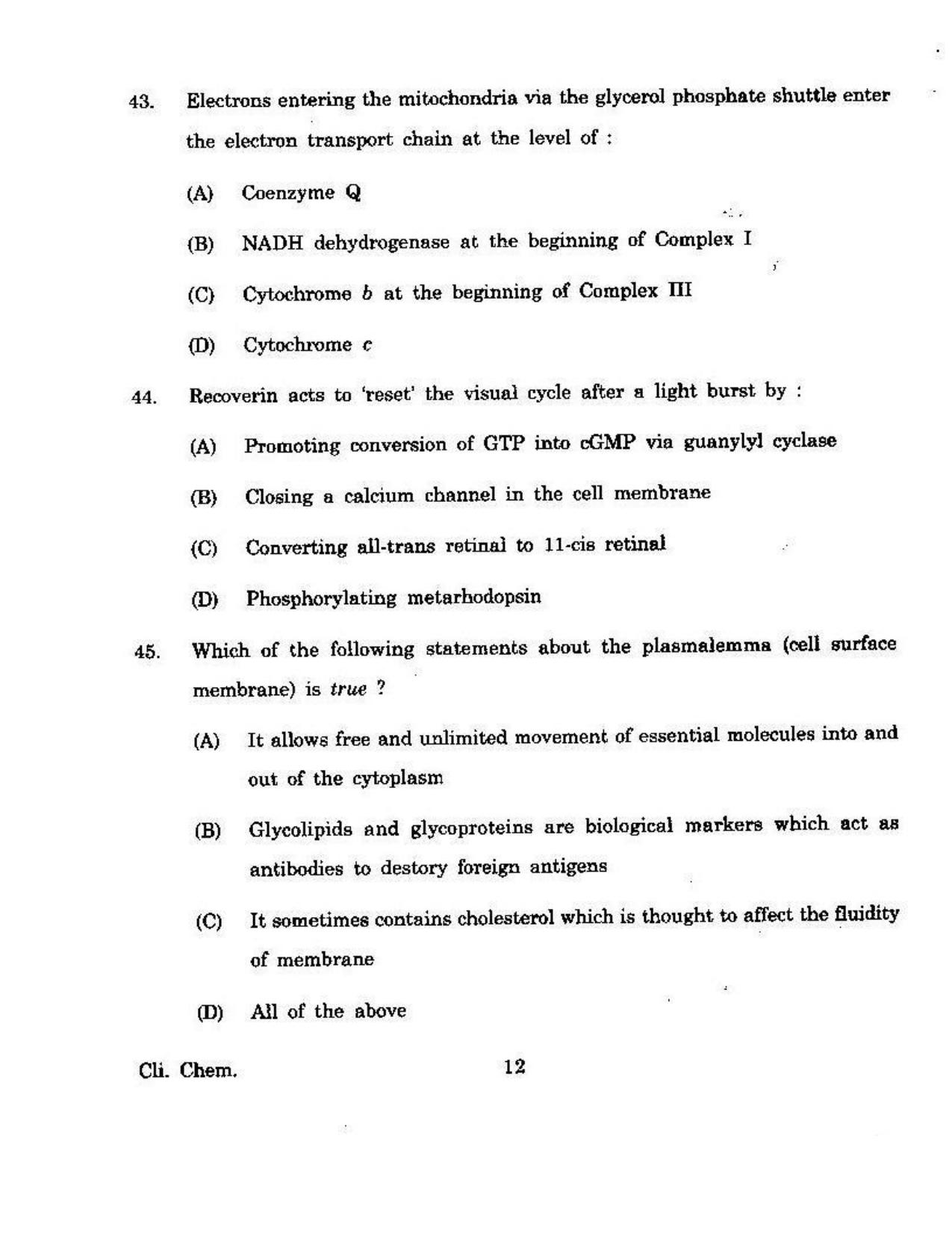 KUET 2023 M.Sc. Clinical Biochemistry Question Paper - Page 121