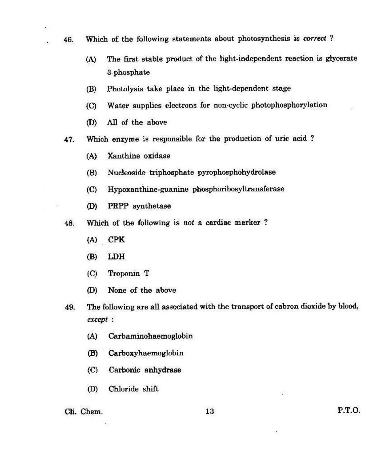 KUET 2023 M.Sc. Clinical Biochemistry Question Paper - Page 122