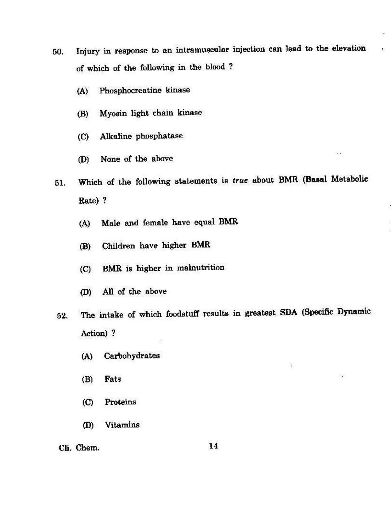 KUET 2023 M.Sc. Clinical Biochemistry Question Paper - Page 123