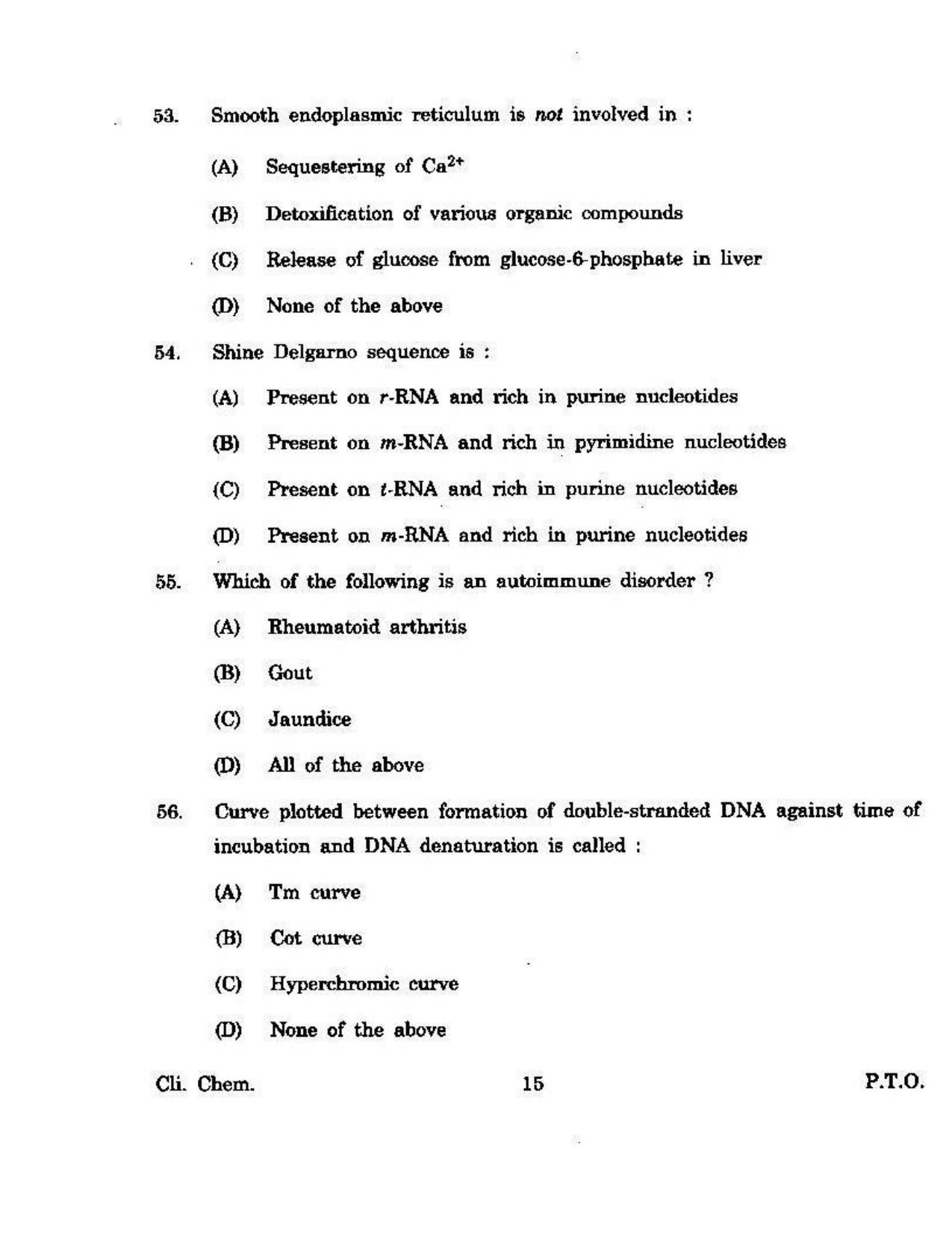 KUET 2023 M.Sc. Clinical Biochemistry Question Paper - Page 124