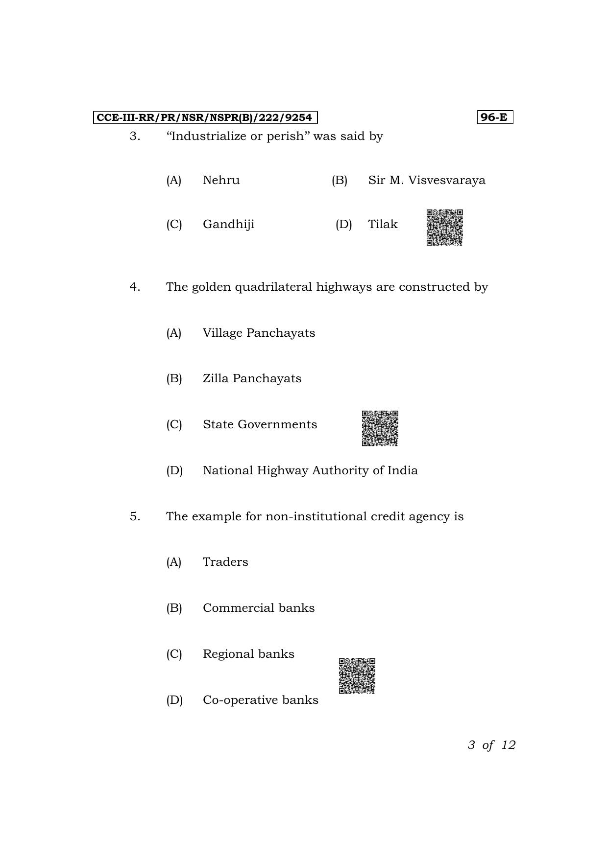 Karnataka SSLC Economics (English Medium) Exam 3 Question Paper 2024 (B Version) - Page 3