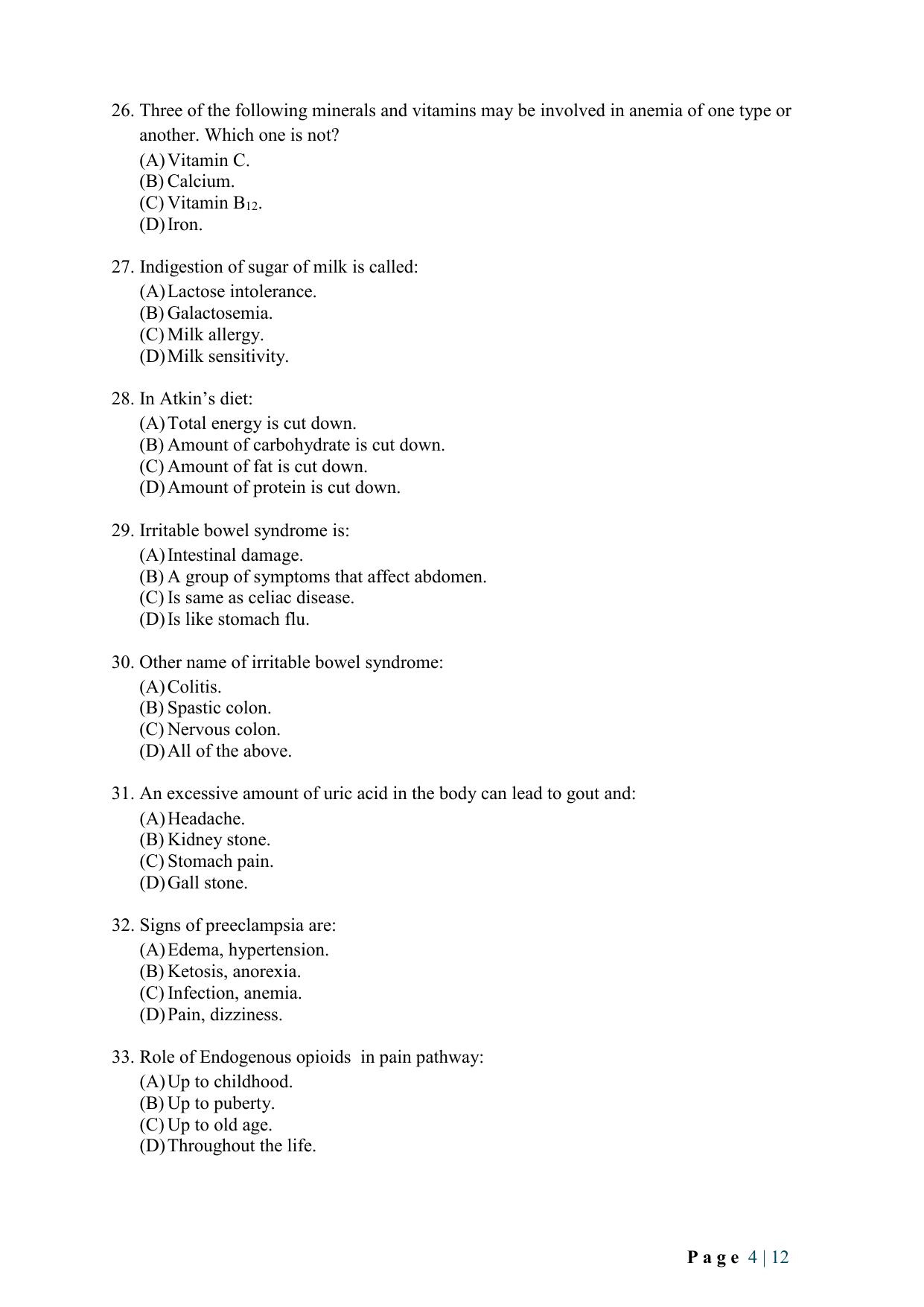 WB JEMAS (PG) Dip Diet 2024 Question Paper - Page 5