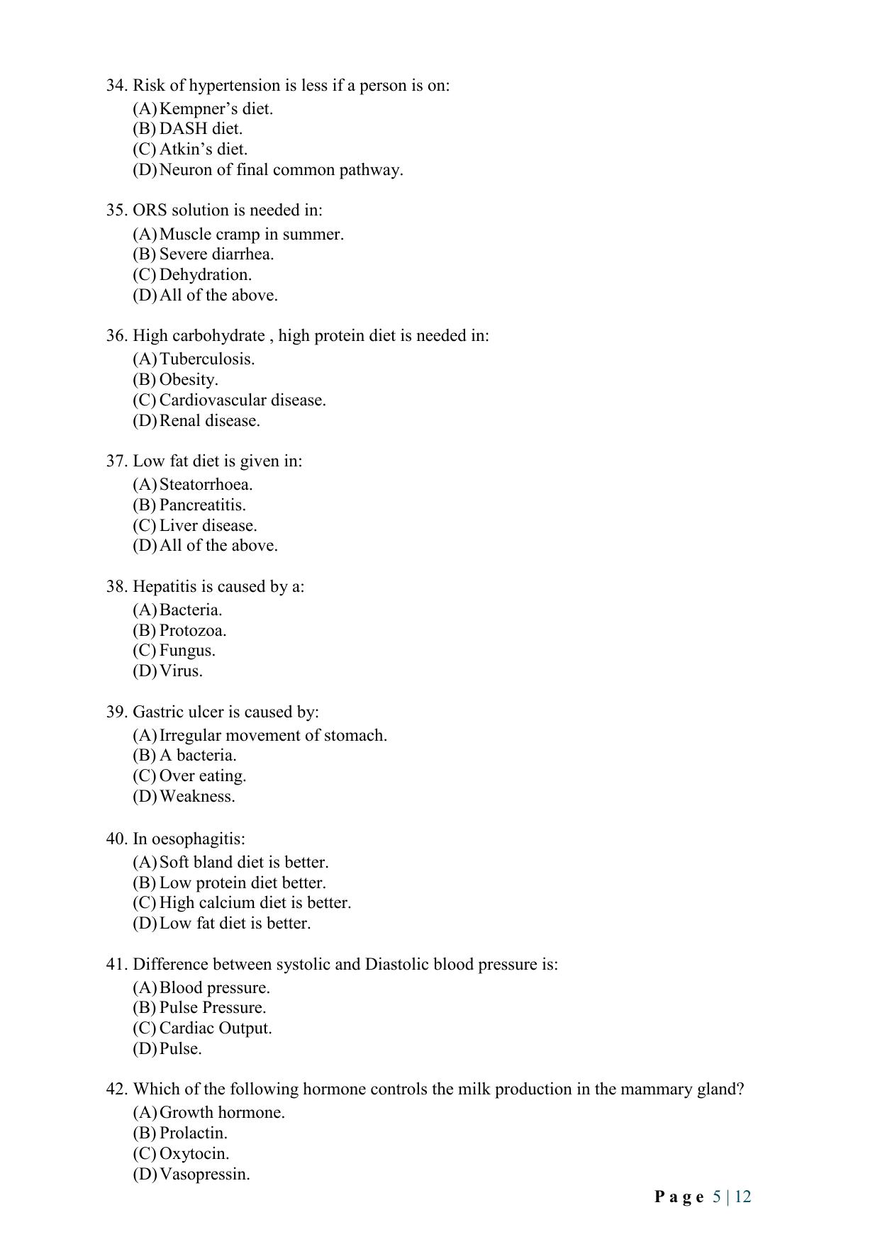 WB JEMAS (PG) Dip Diet 2024 Question Paper - Page 6