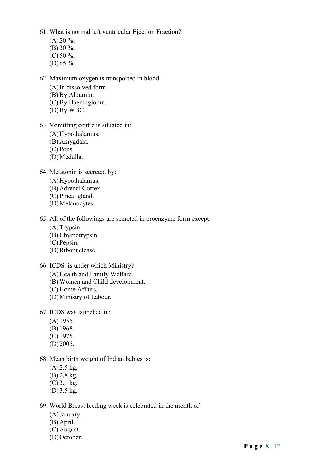 WB JEMAS (PG) Dip Diet 2024 Question Paper - Page 9