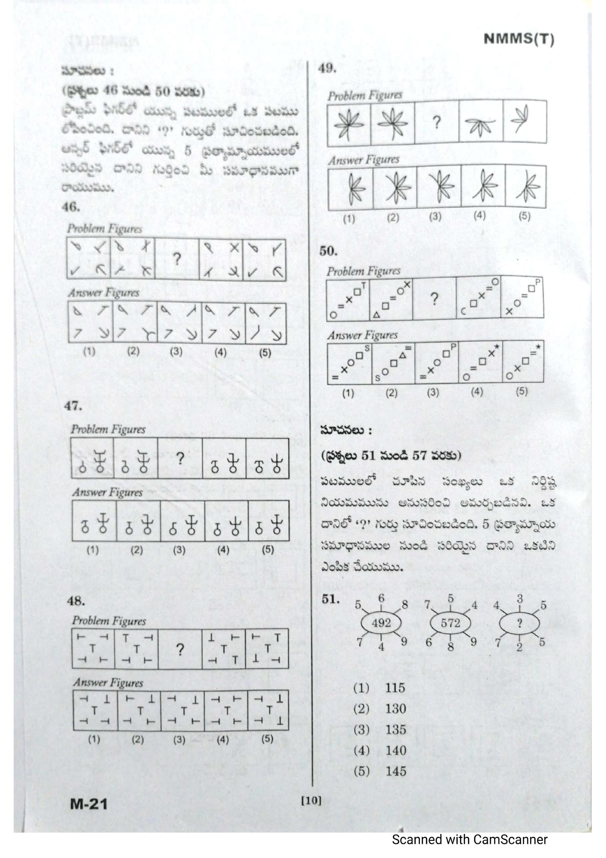 Telangana NMMS February 2021 Telugu Question Paper - Page 10