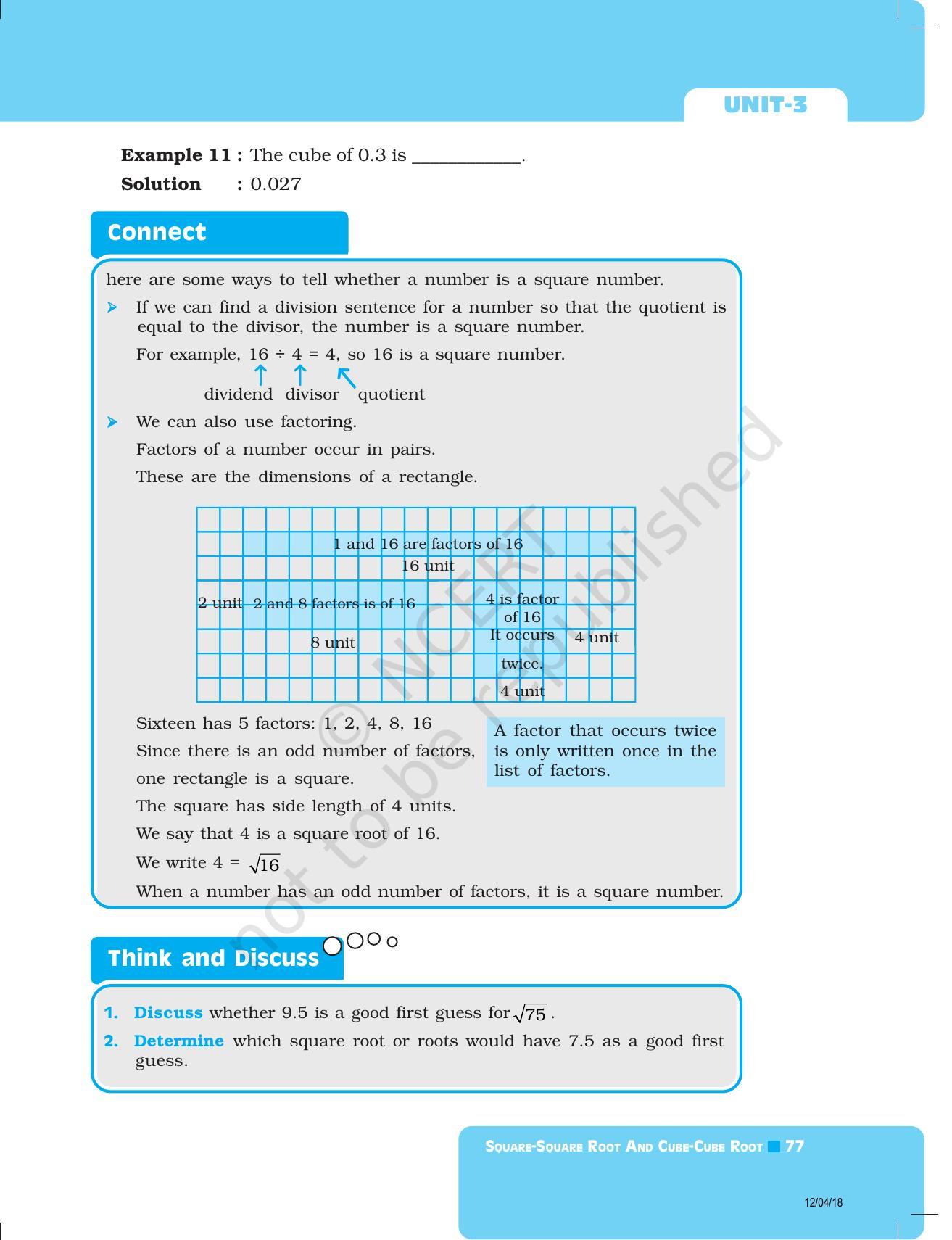 NCERT Exemplar Book for Class 8 Maths: Chapter 3- Squares and Square Roots & Cubes and Cube Roots - Page 5