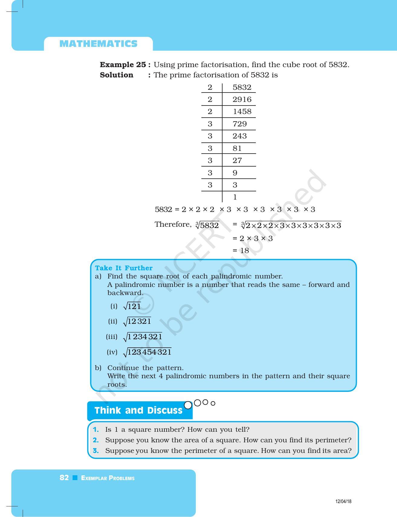 NCERT Exemplar Book for Class 8 Maths: Chapter 3- Squares and Square Roots & Cubes and Cube Roots - Page 10