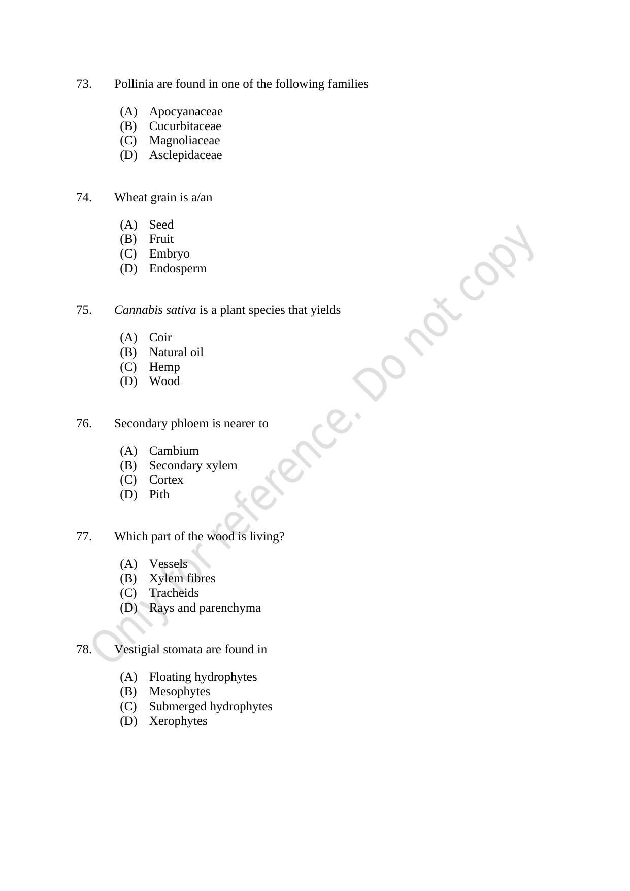 CUSAT CAT 2021 Botany Question Paper - Page 13