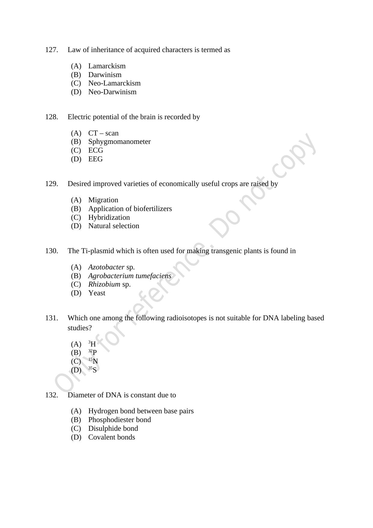 CUSAT CAT 2021 Botany Question Paper - Page 22