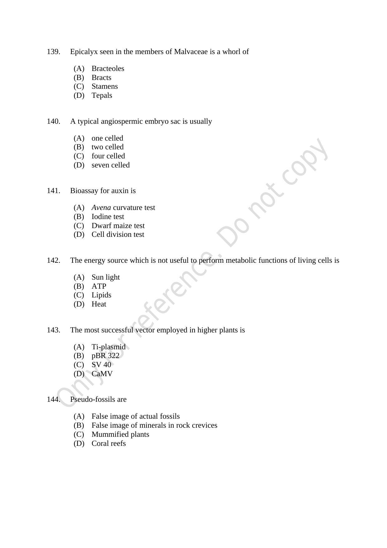 CUSAT CAT 2021 Botany Question Paper - Page 24