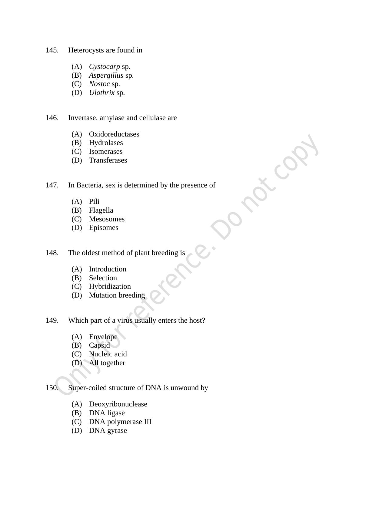 CUSAT CAT 2021 Botany Question Paper - Page 25