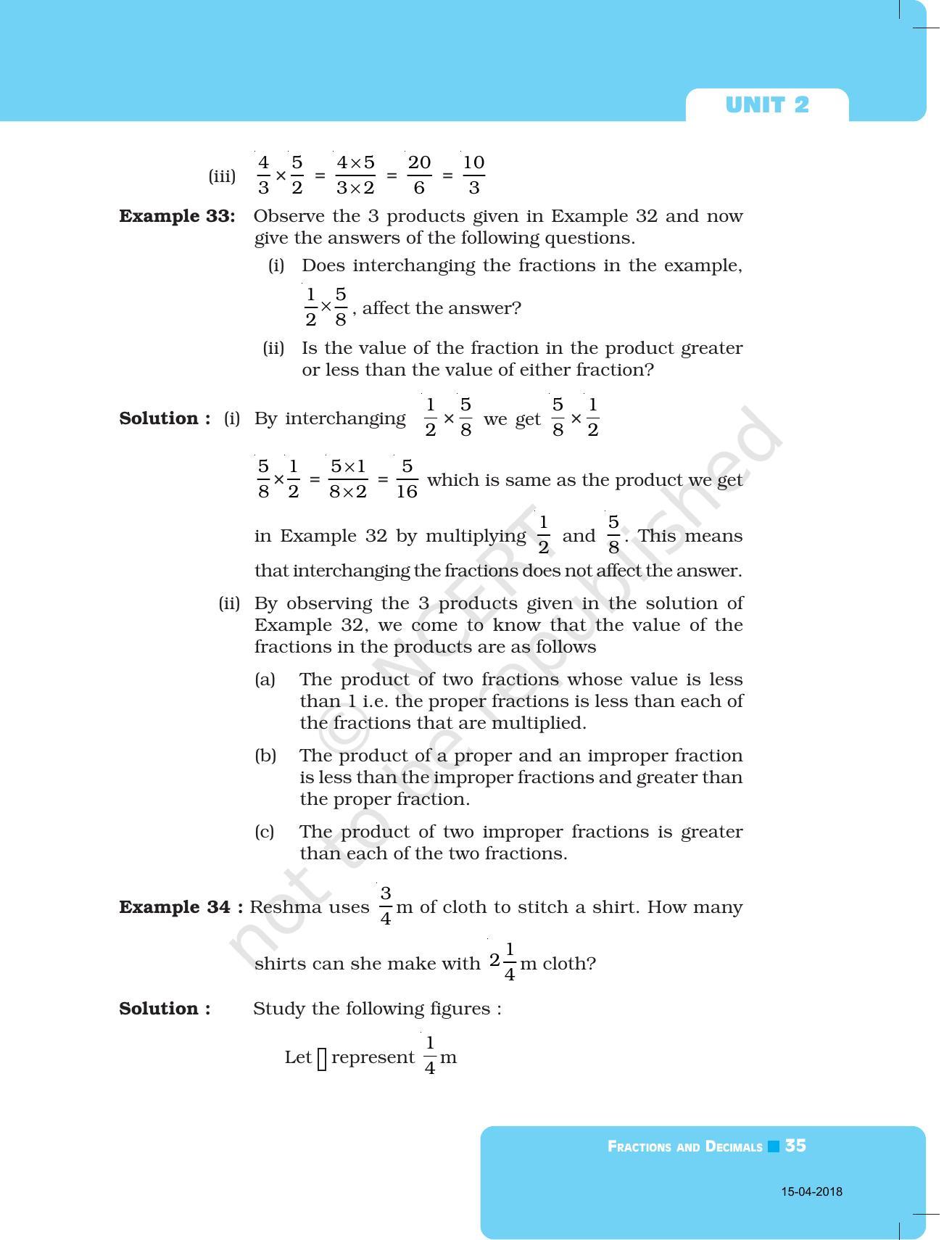 NCERT Exemplar Book for Class 7 Maths: Chapter 2- Fractions and Decimals - Page 10