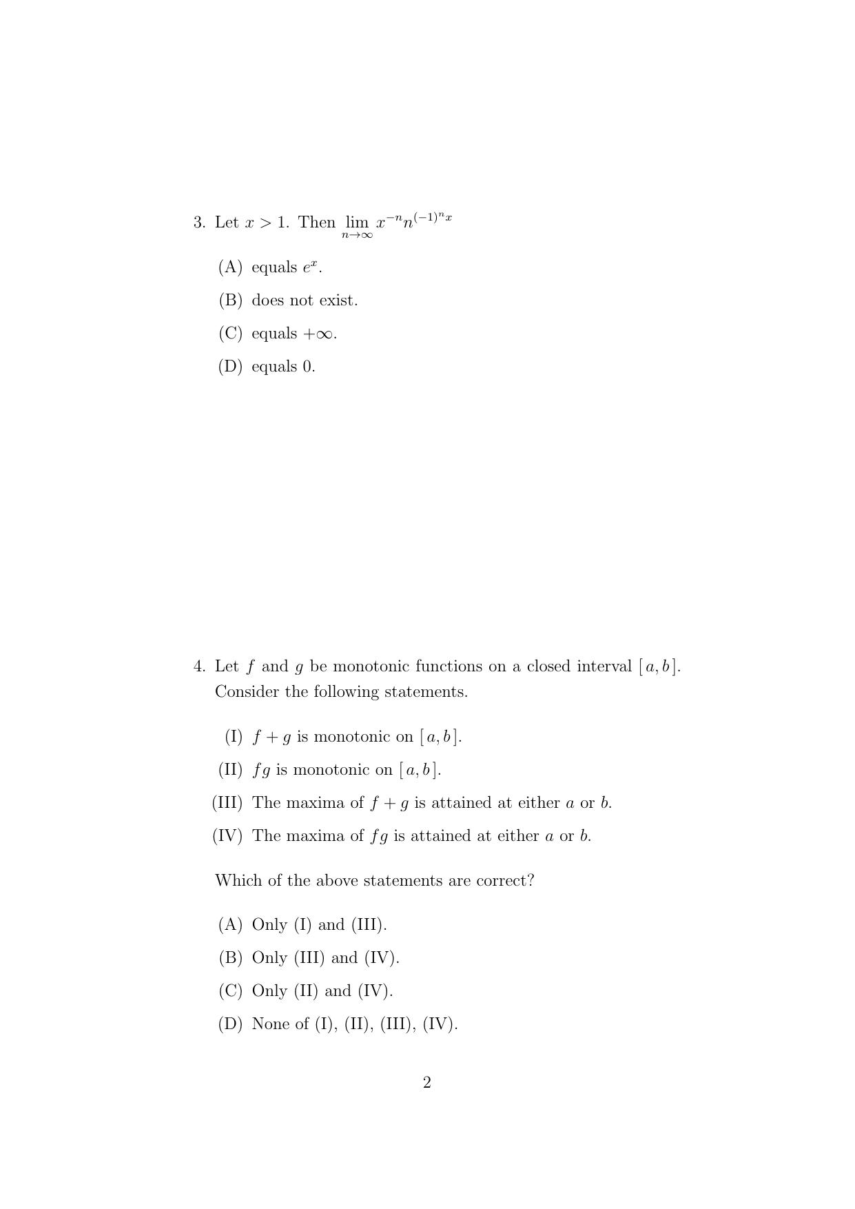 ISI Admission Test Master of Statistics (M.Stat.) (PSA) 2023 Sample Paper - Page 2