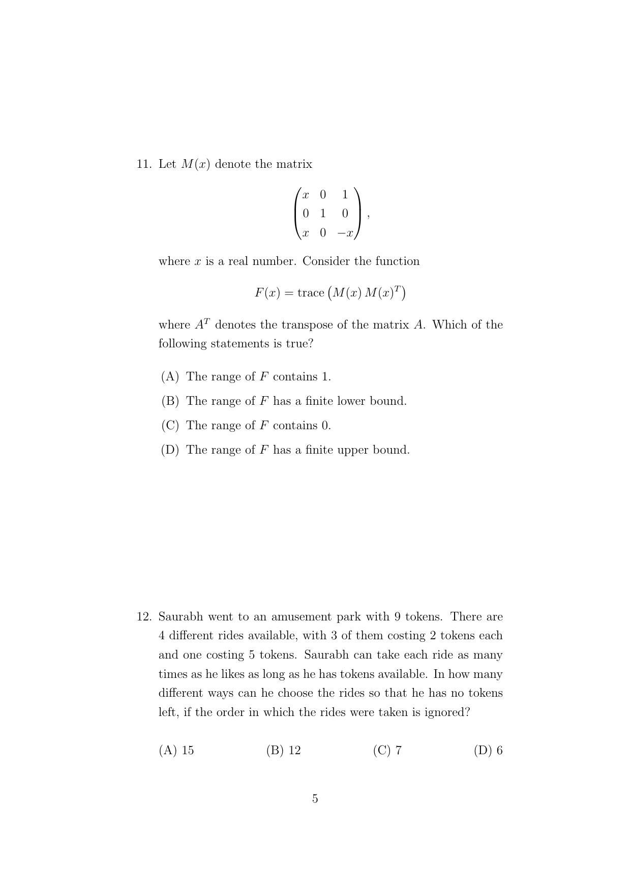 ISI Admission Test Master of Statistics (M.Stat.) (PSA) 2023 Sample Paper - Page 5