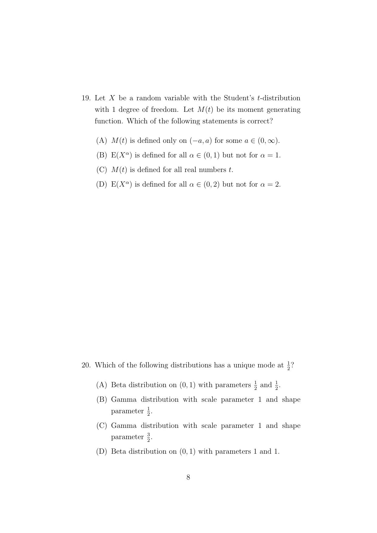 ISI Admission Test Master of Statistics (M.Stat.) (PSA) 2023 Sample Paper - Page 8