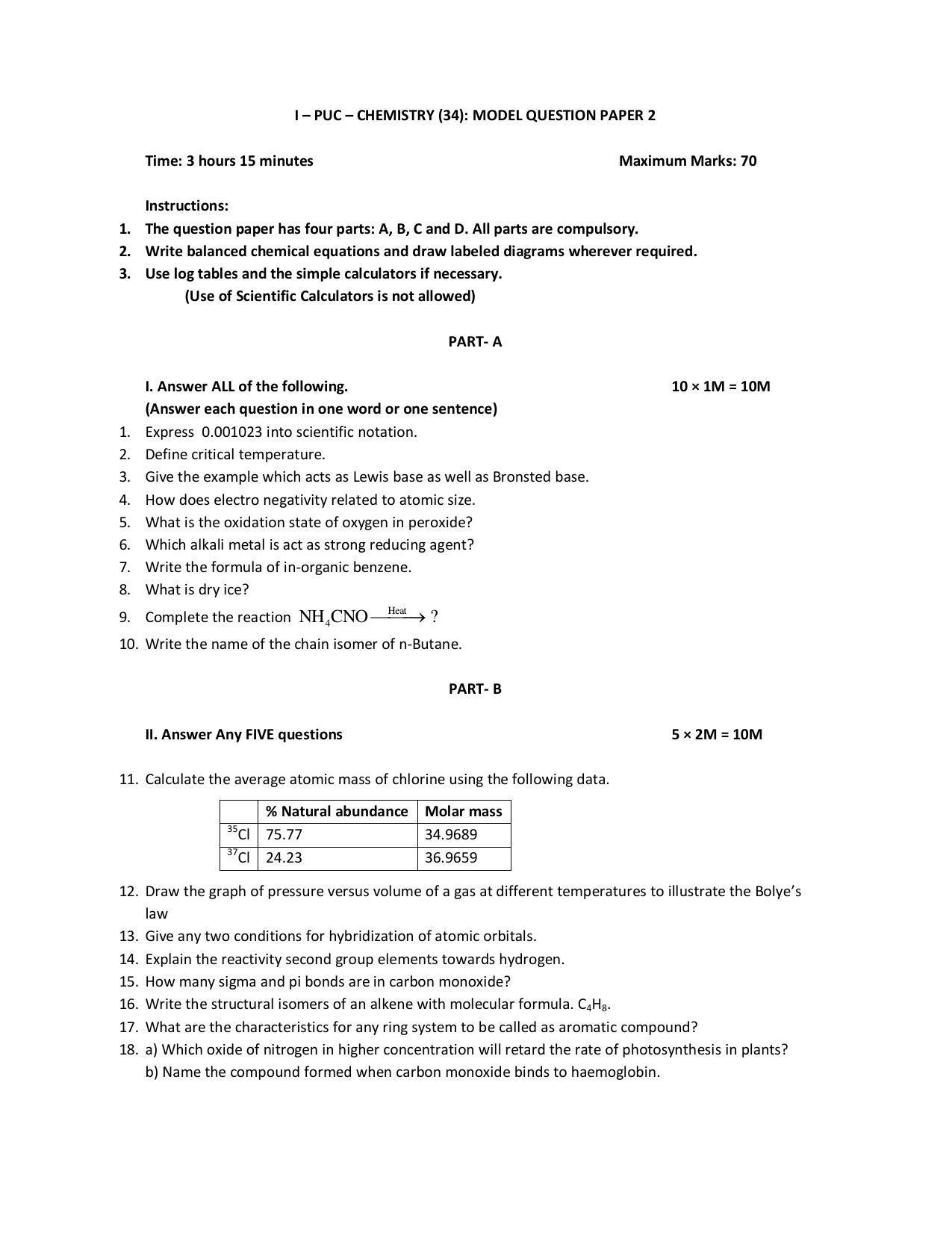 Karnataka 1st PUC Question Bank for Chemistry - Page 4