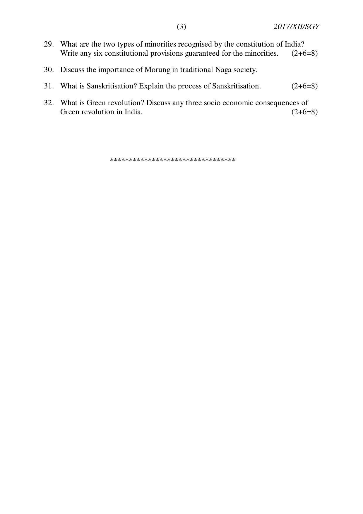 Nagaland Board Class 12 SOCIOLOGY 2017 Question Papers - Page 3