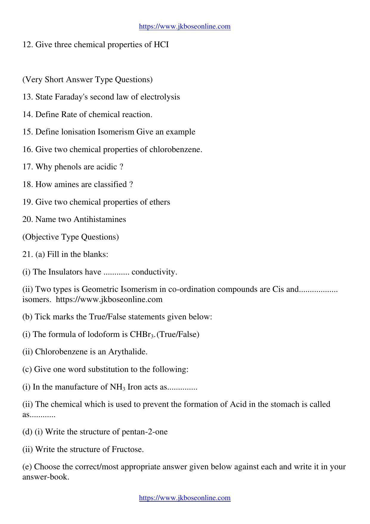 JKBOSE Class 12 Chemistry Question Papers 2012 (45018-A) - Page 2