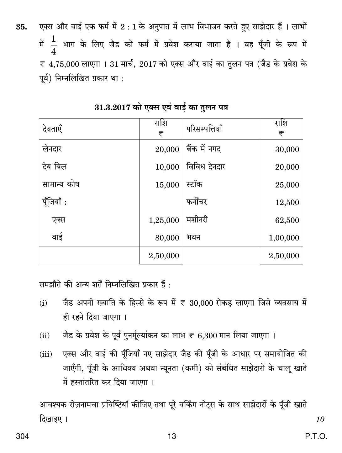 CBSE Class 12 304 Financial Accounting 2019 Question Paper - Page 13