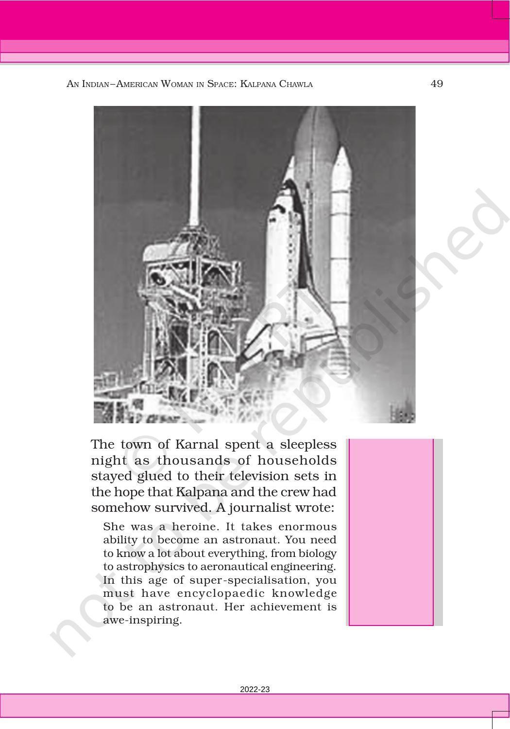 NCERT Book for Class 6 English(Honeysuckle) : Chapter 4-An Indian – American Woman in Space: Kalpana Chawla - Page 9