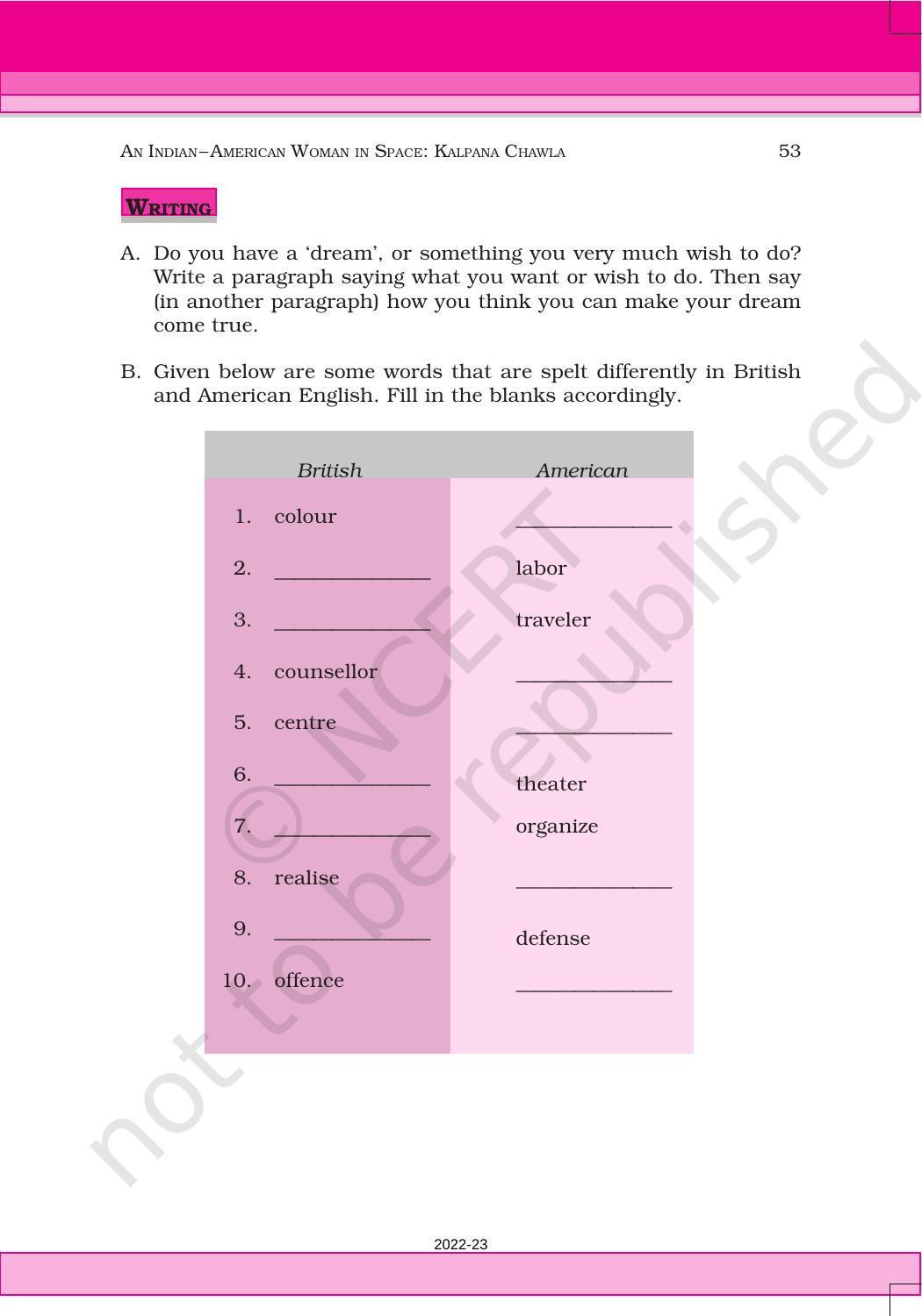 NCERT Book for Class 6 English(Honeysuckle) : Chapter 4-An Indian – American Woman in Space: Kalpana Chawla - Page 13