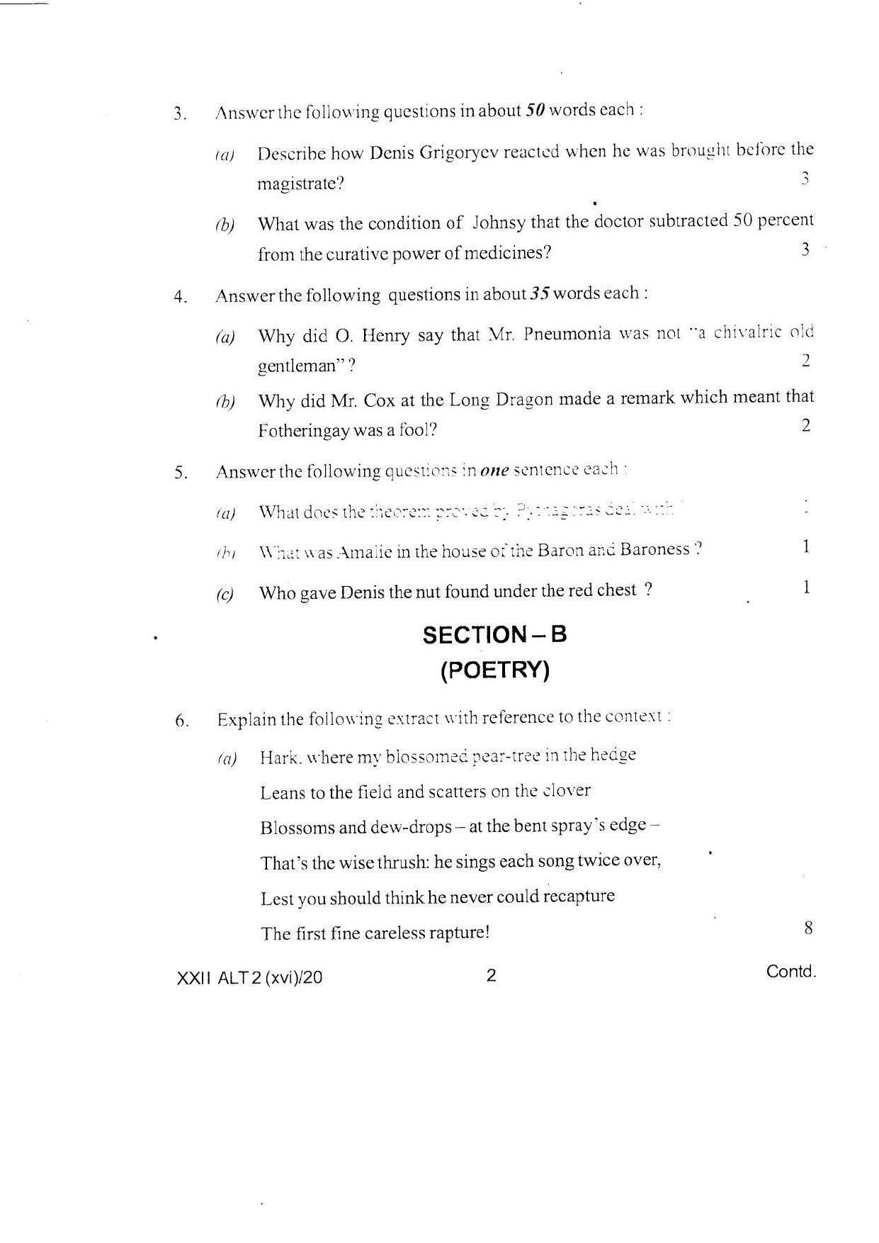 COHSEM Class 12 Alternative English Question Papers 2020 - Page 2