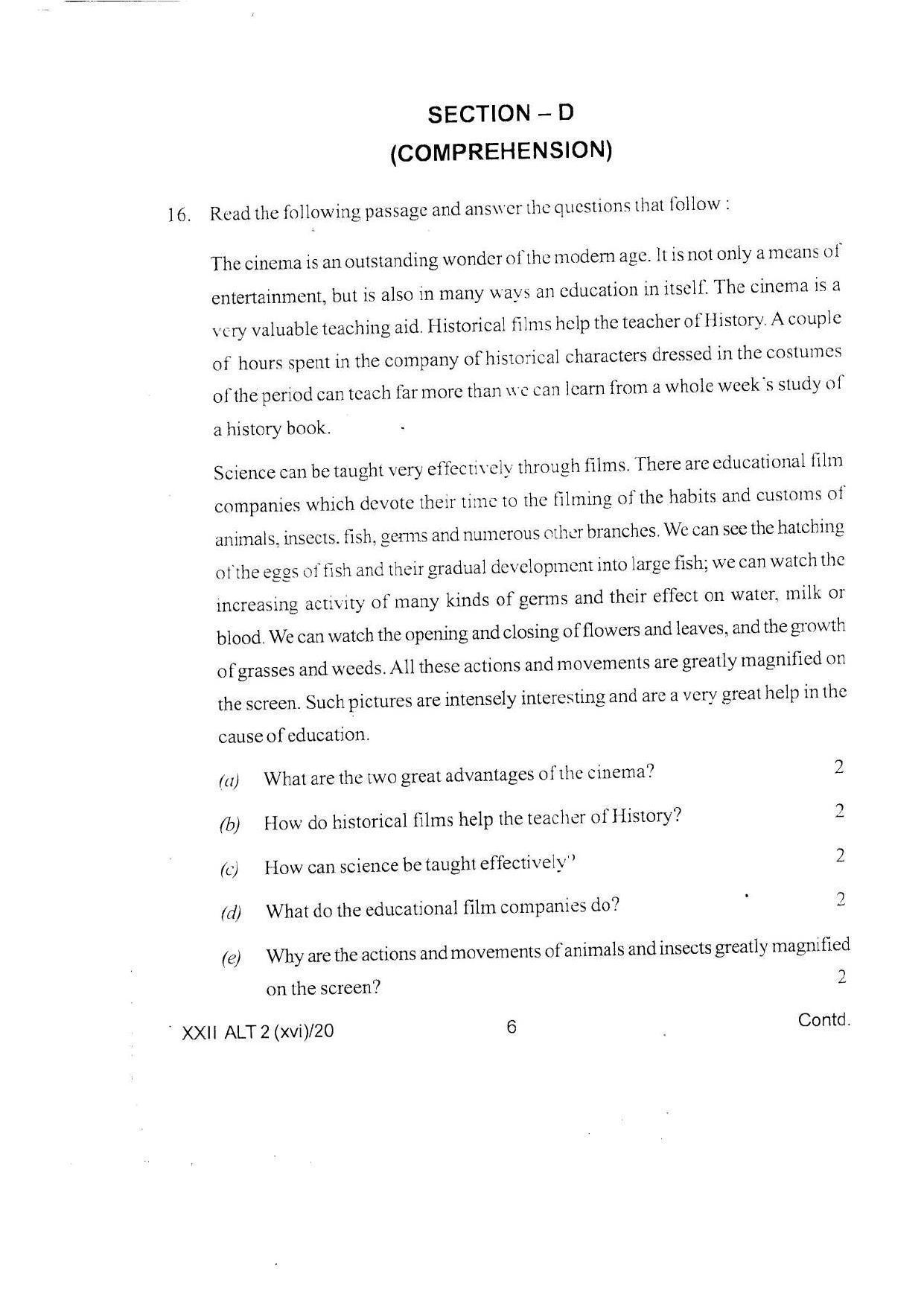 COHSEM Class 12 Alternative English Question Papers 2020 - Page 6