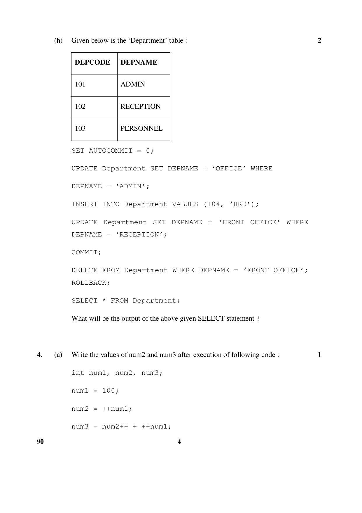CBSE Class 12 90 (Informatics Practices) 2017-comptt Question Paper - Page 4