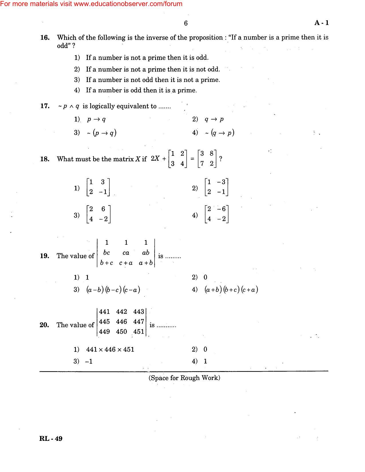 KEAM Paper III 2004 Question Paper - Page 6