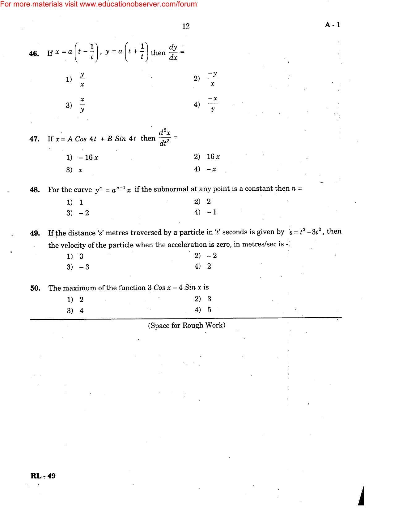 KEAM Paper III 2004 Question Paper - Page 12