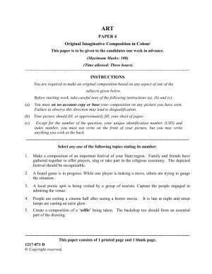 ISC Class 12 2017 ART PAPER 4 Original Imaginative Composition in Colour Question Paper