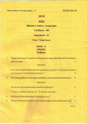 COHSEM Class 12	Zou (M.I.L.) 2018 Question Papers