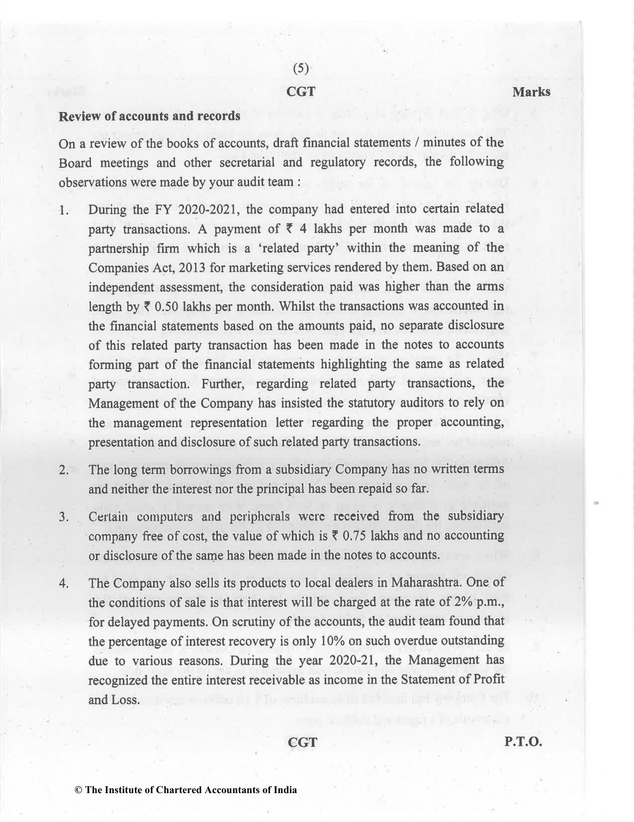 CA Final Jul 2021 Question Paper - Paper 6F – Multidisciplinary Case Study - Page 5
