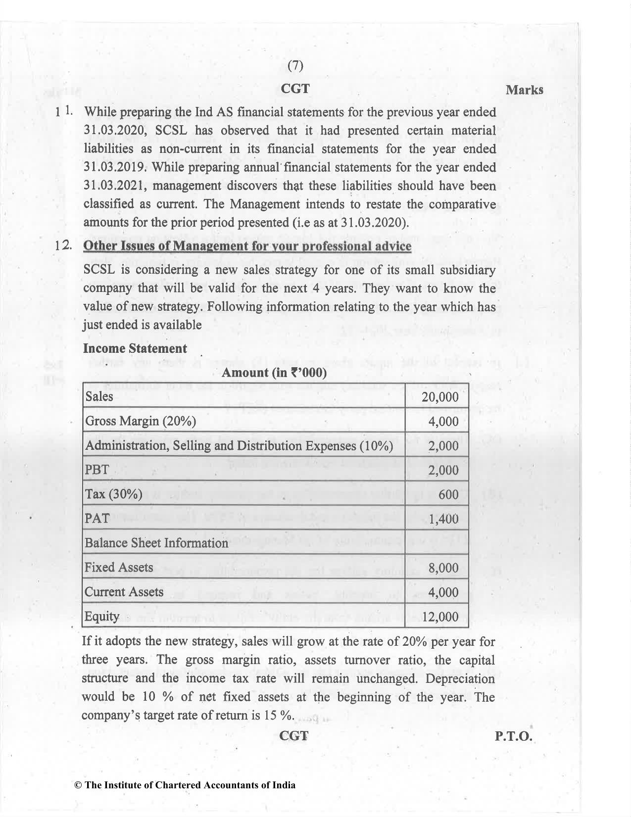 CA Final Jul 2021 Question Paper - Paper 6F – Multidisciplinary Case Study - Page 7