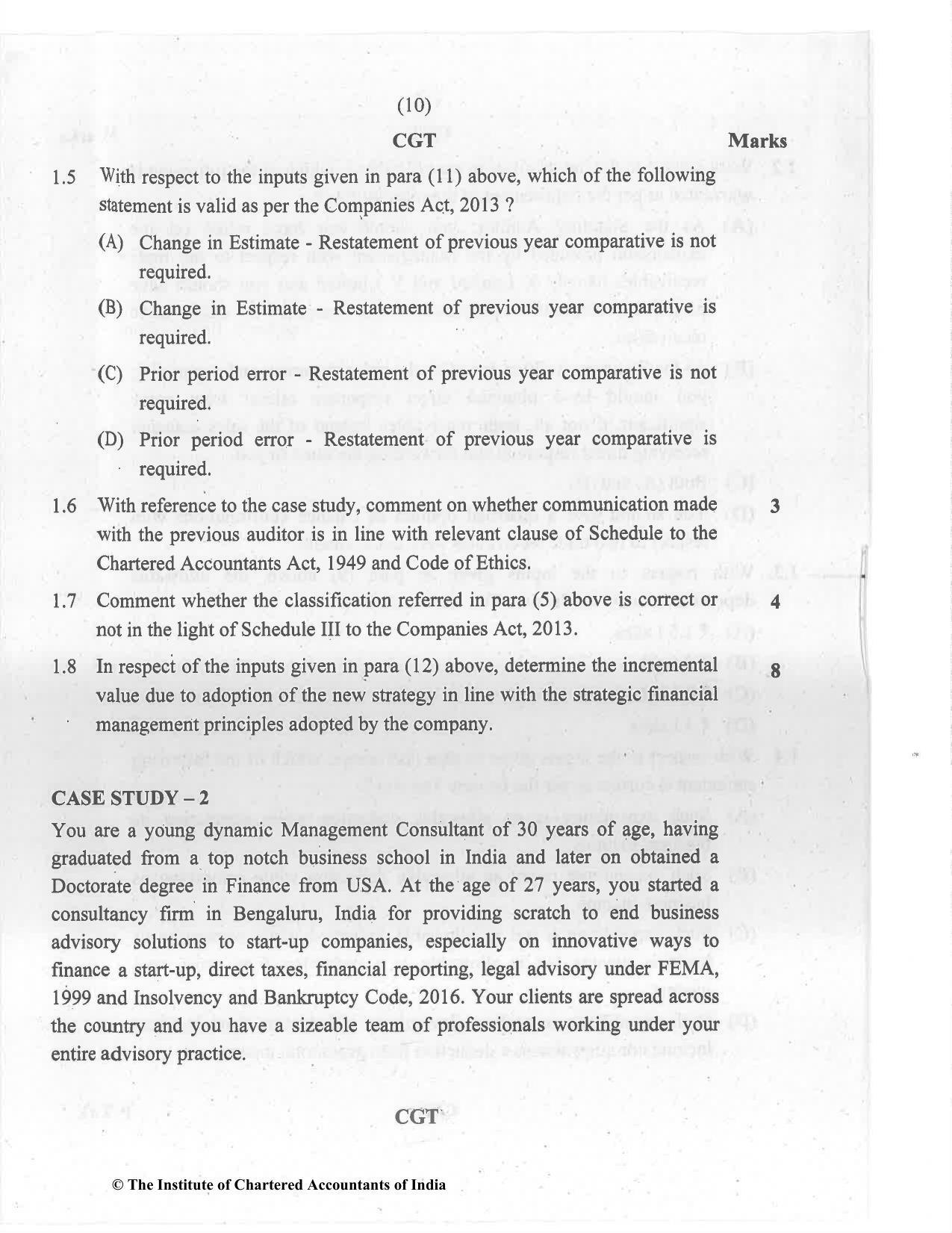 CA Final Jul 2021 Question Paper - Paper 6F – Multidisciplinary Case Study - Page 10