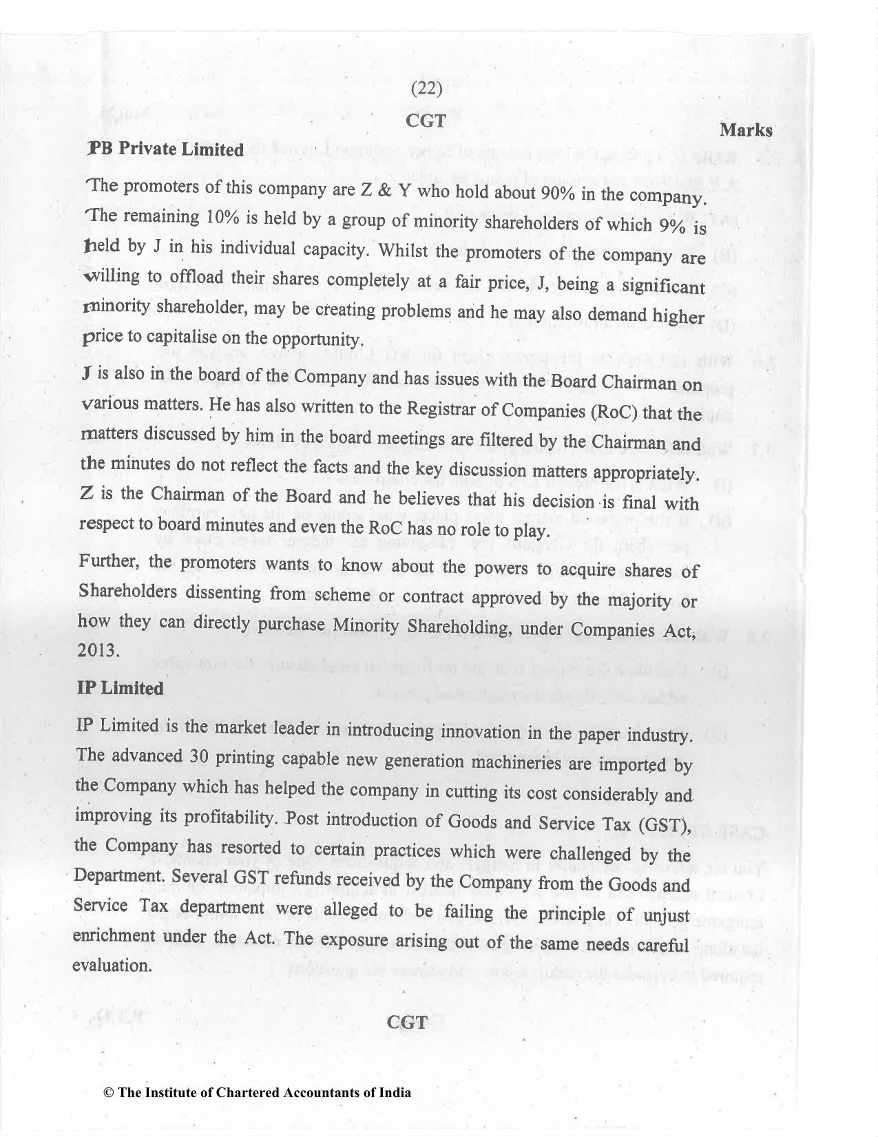 CA Final Jul 2021 Question Paper - Paper 6F – Multidisciplinary Case Study - Page 22