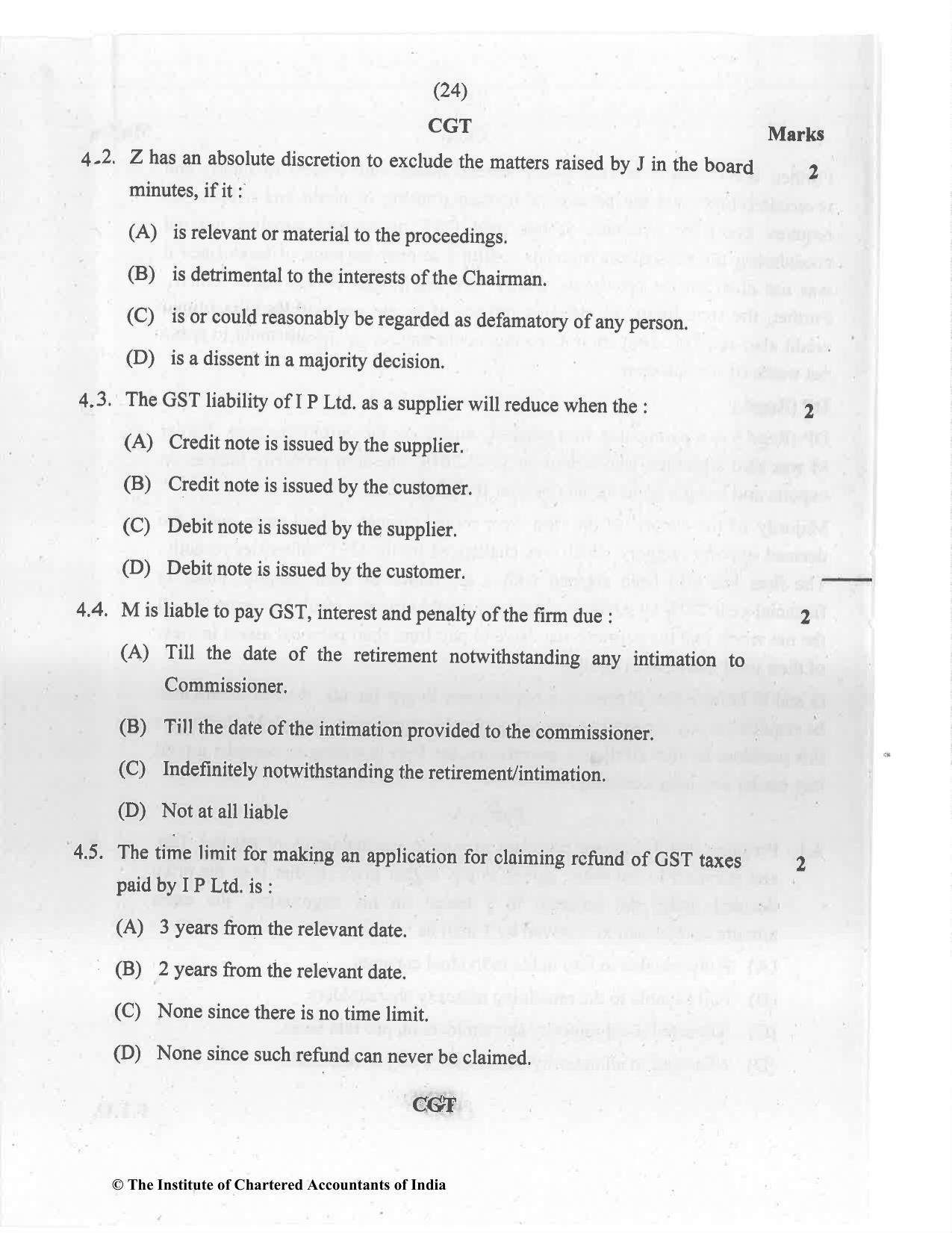 CA Final Jul 2021 Question Paper - Paper 6F – Multidisciplinary Case Study - Page 24