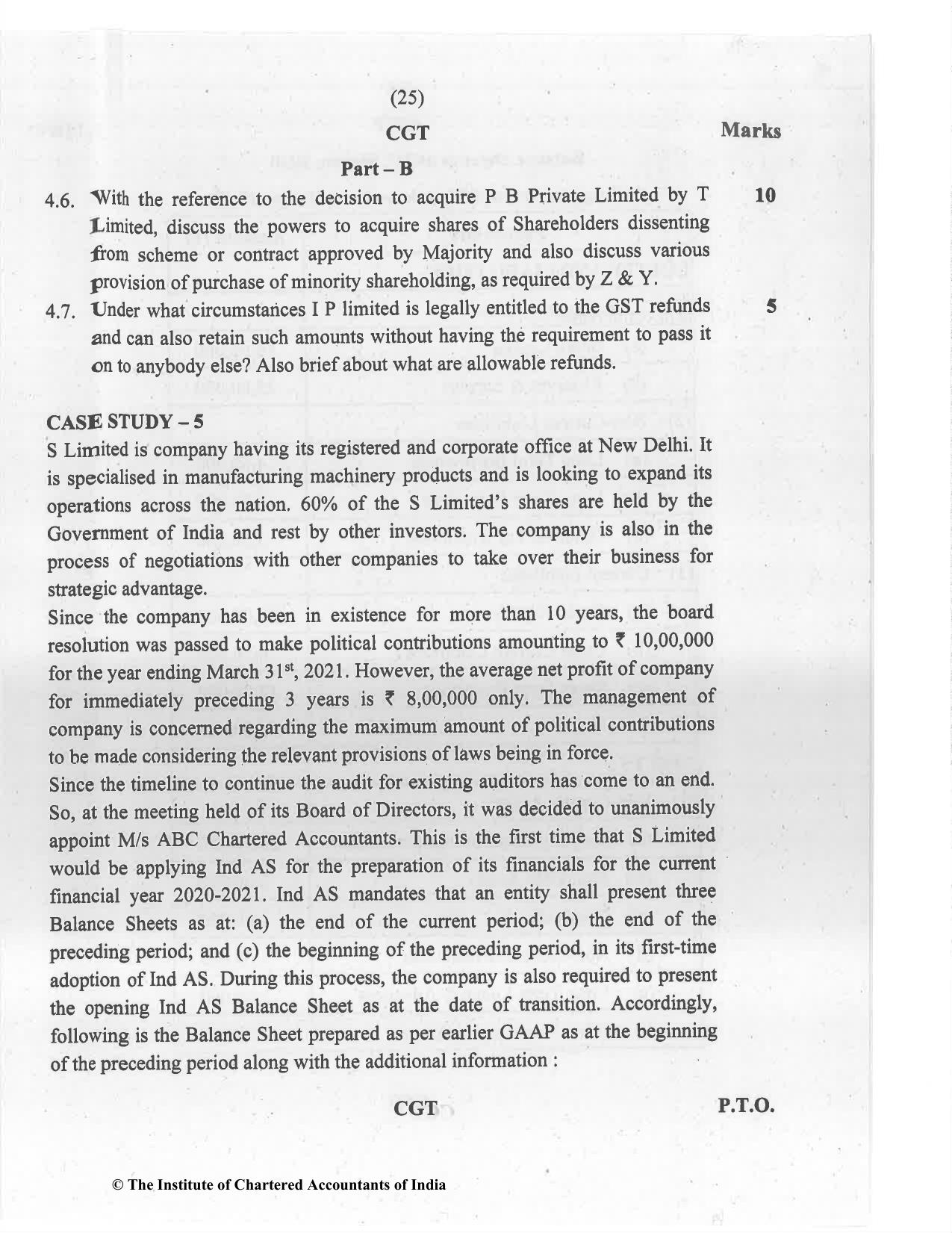 CA Final Jul 2021 Question Paper - Paper 6F – Multidisciplinary Case Study - Page 25