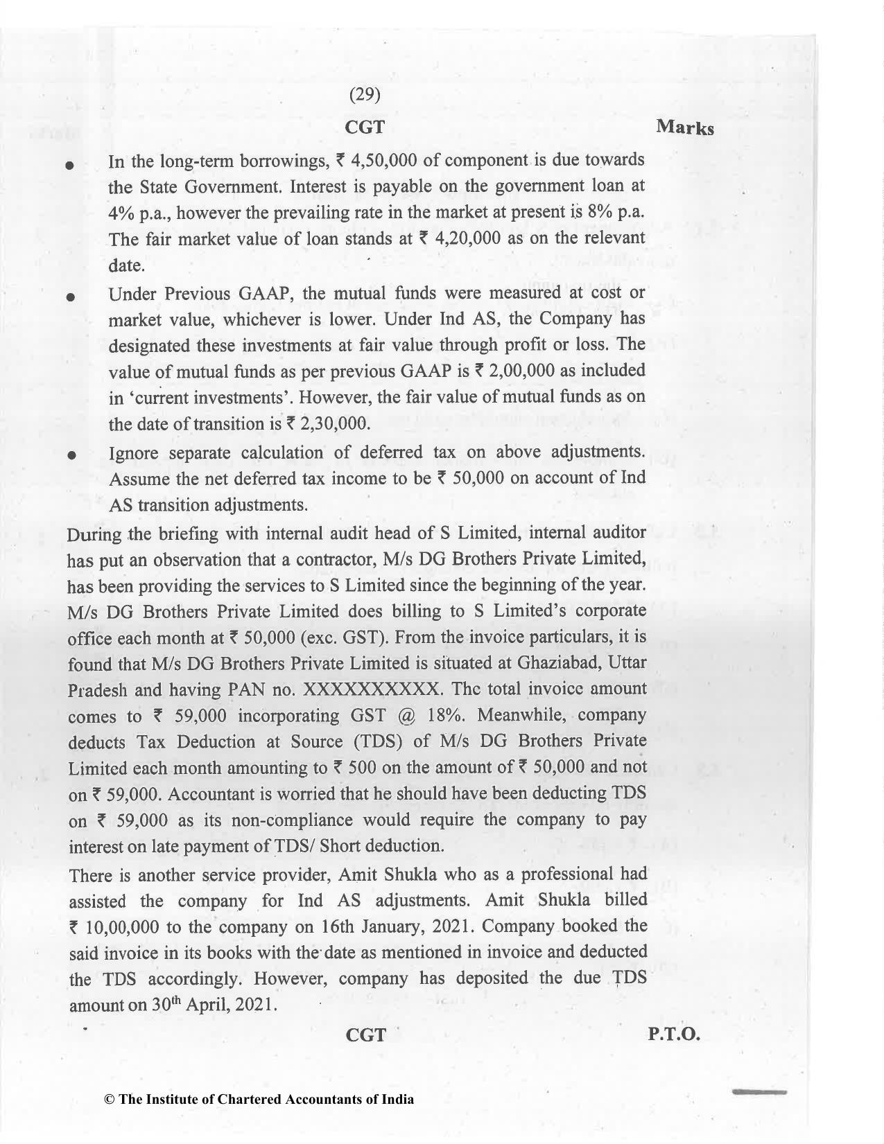 CA Final Jul 2021 Question Paper - Paper 6F – Multidisciplinary Case Study - Page 29