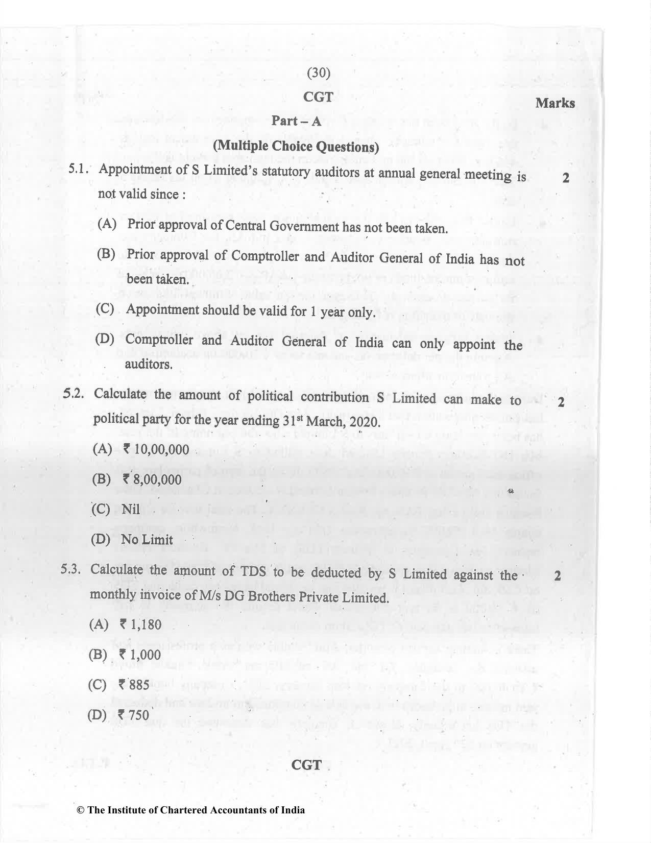 CA Final Jul 2021 Question Paper - Paper 6F – Multidisciplinary Case Study - Page 30